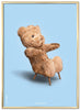 Brainchild Teddy Bear Classic Poster Brass Colored Frame 30x40 Cm, Light Blue Background