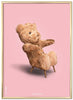 Brainchild Teddy Bear Classic plakát mosazný barevný rám 70x100 cm, růžové pozadí