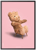 Brainchild Teddy Bear Classic plakát z plakátu vyrobený z černého lakovaného dřeva 30x40 cm, růžové pozadí
