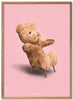 Brainchild Teddy Bear Classic plakát z plakátu vyrobený z světla dřeva 30x40 cm, růžové pozadí