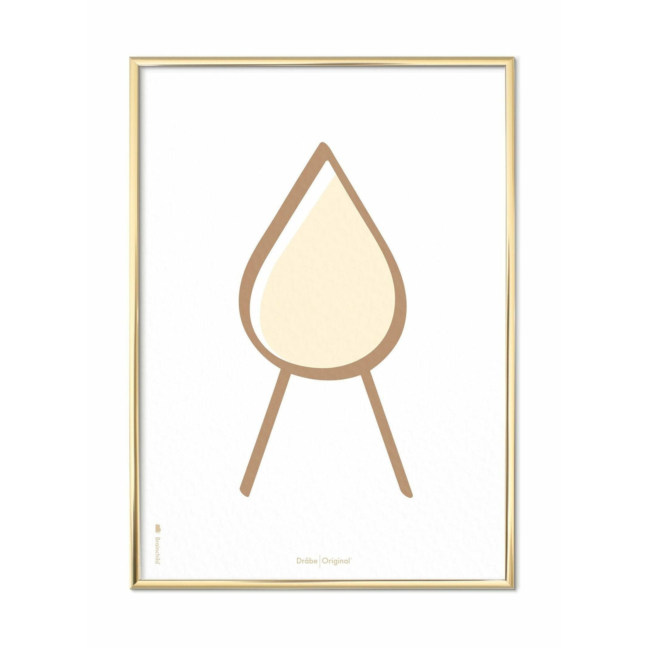 Brainchild Drop Line Poster, Brass Colored Frame A5, White Background