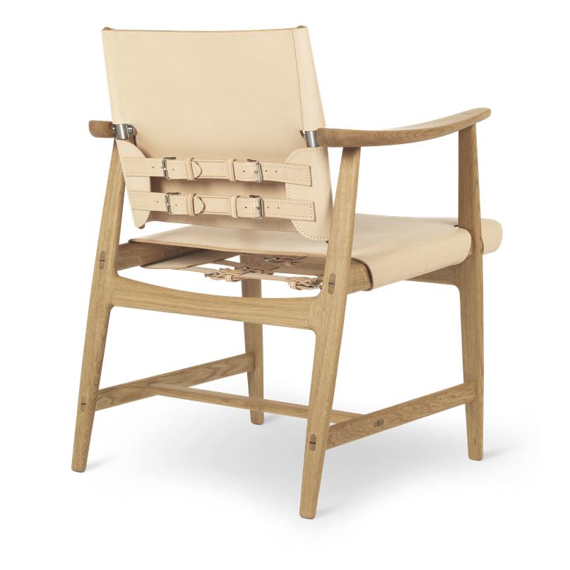 Huntsman židle Carl Hansen BM1106, Ourovaná dub/přírodní kůže