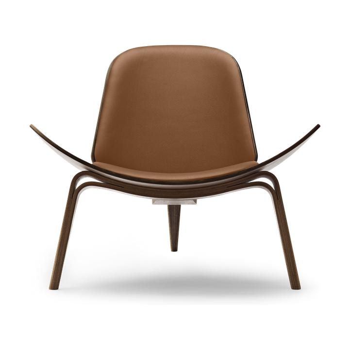 Shell židle Carl Hansen CH07, naolejovaná ořechová hnědá kůže Thor 307