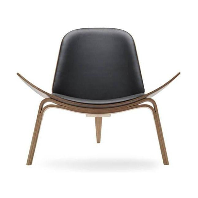 Shell židle Carl Hansen CH07, uzená dub/černá kožená Thor 301