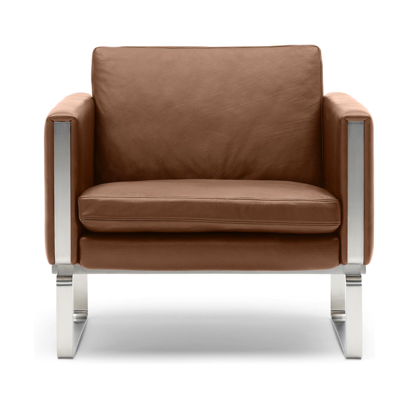 Lounge židle Carl Hansen CH101, ocel/hnědá kůže