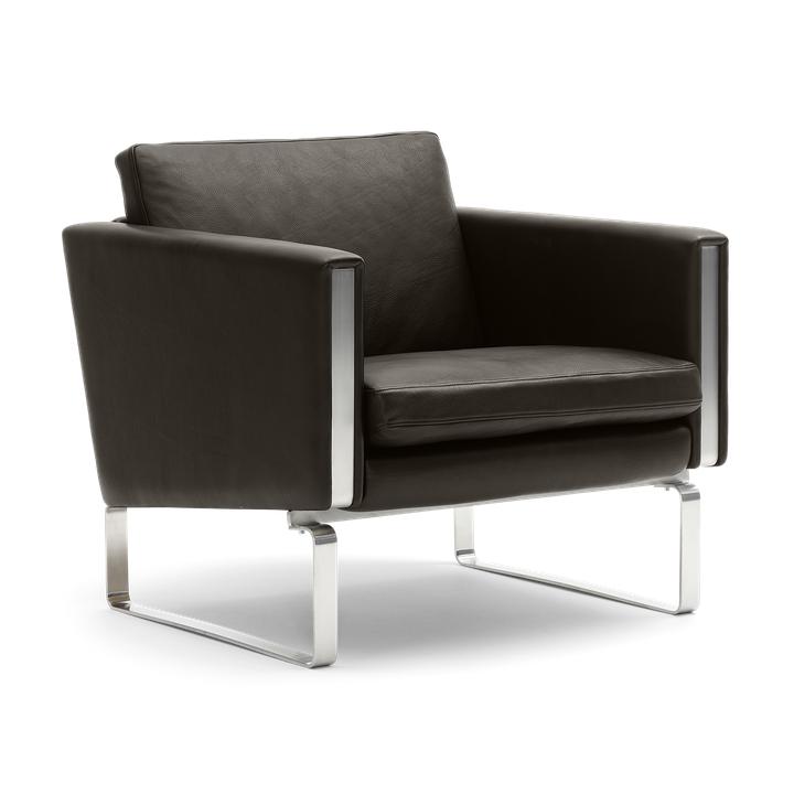 Lounge Chair Carl Hansen CH101, ocel/tmavě hnědá kůže (Thor 306)