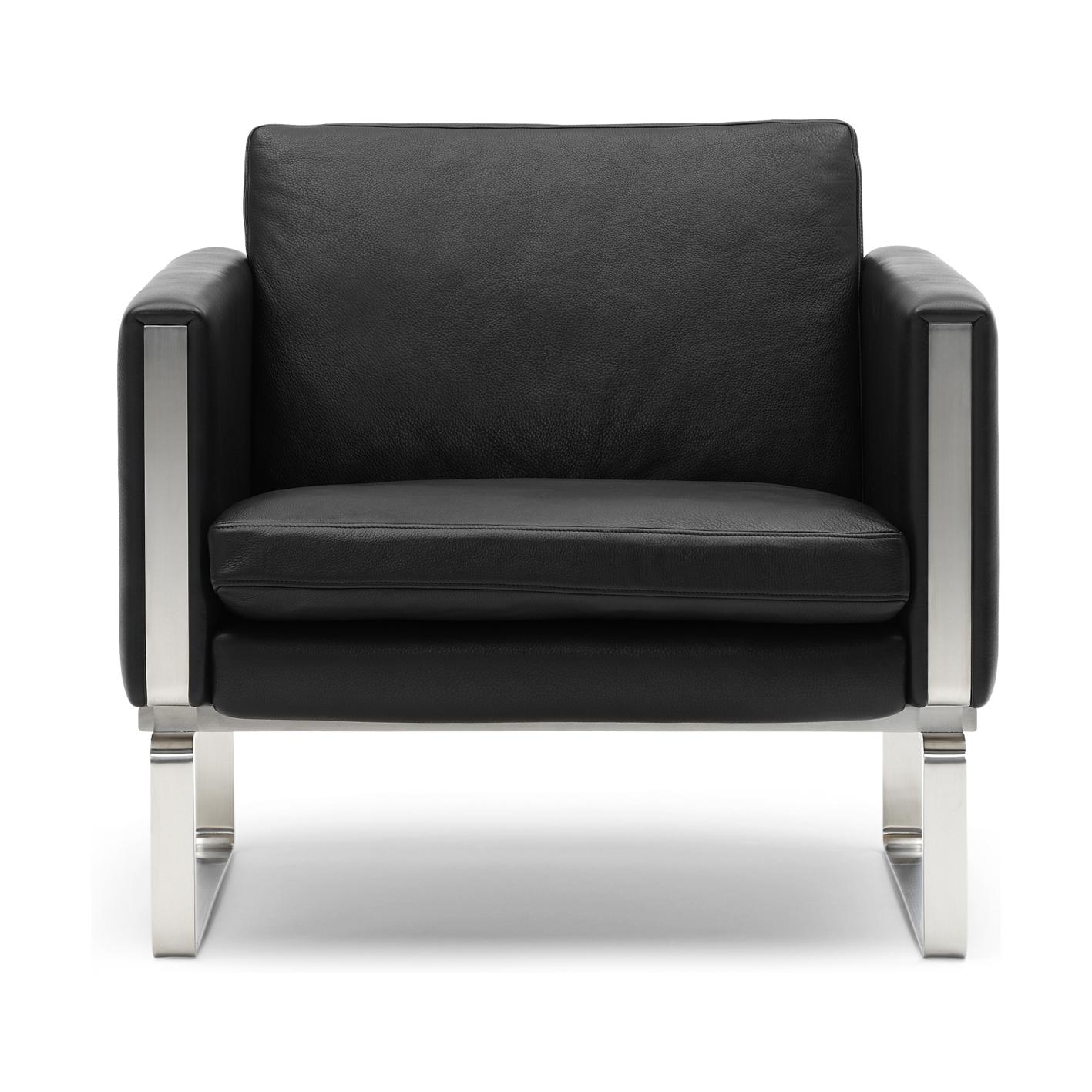Nerezová ocel Carl Hansen CH101 Lounge Chair, černá kůže (Thor 301)