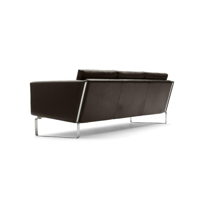 Carl Hansen Ch103 Sofa, Steel/Dark Brown Leather