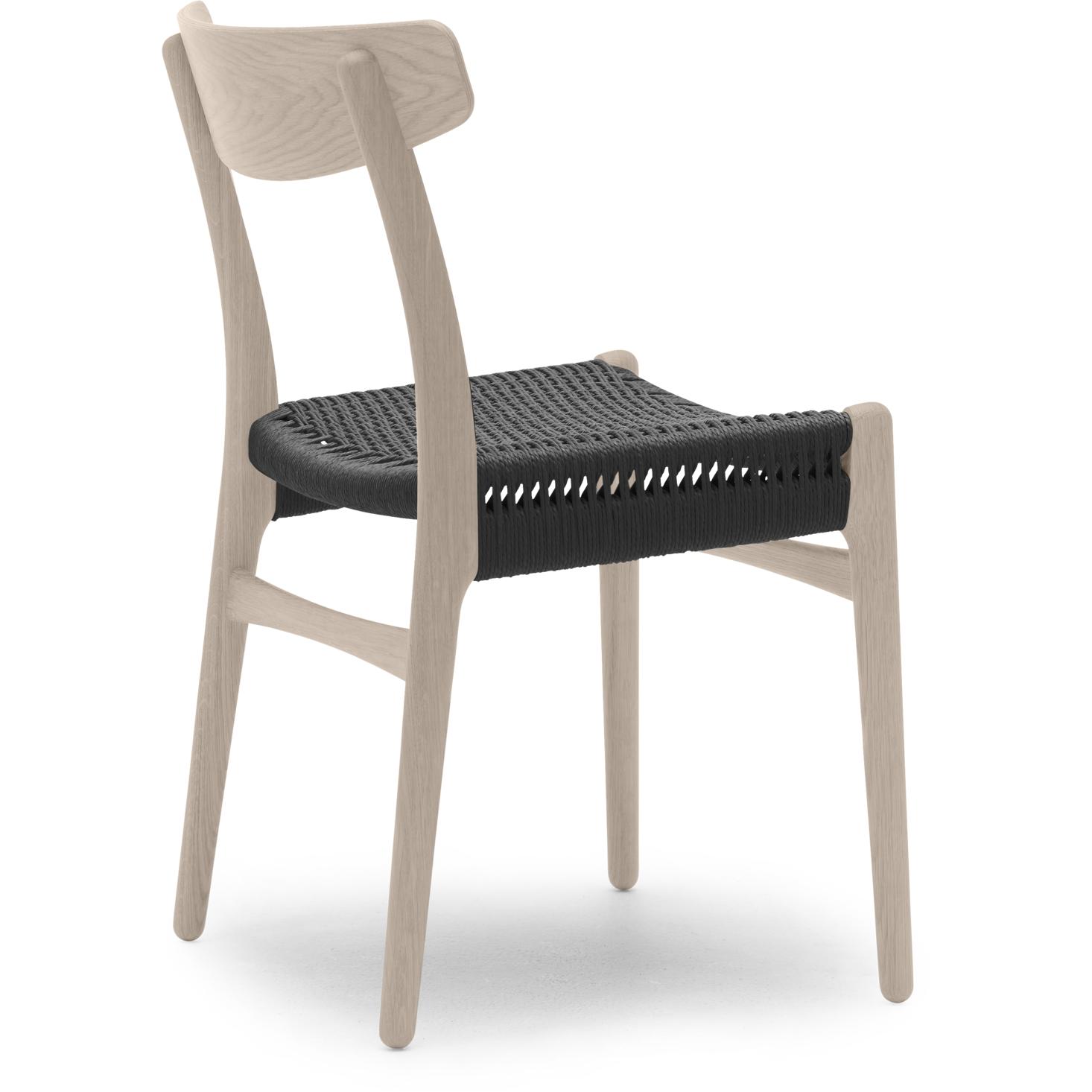 Židle Carl Hansen CH23, dubový mýdlo/šňůra černého papíru