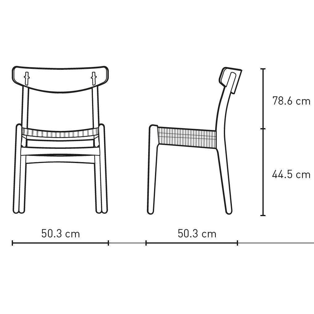 Židle Carl Hansen CH23, černý dub/přírodní šňůra