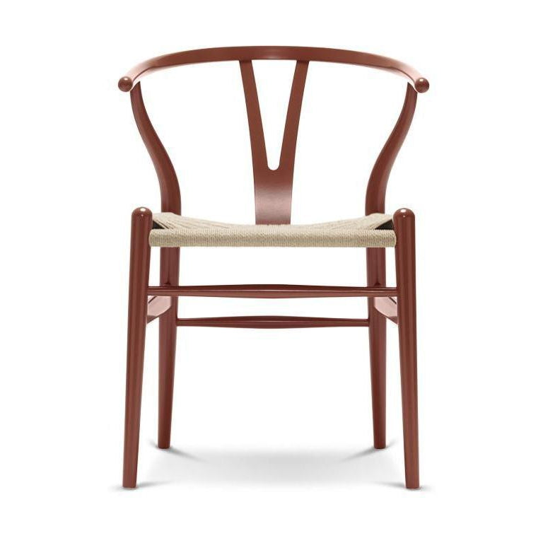 Přírodní papírový šňůra židle Carl Hansen CH24 Y, buk/červená hnědá