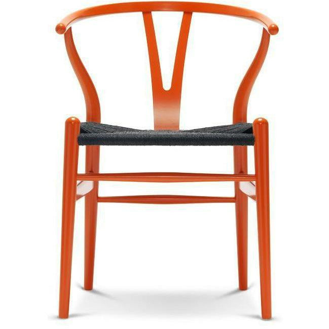 Carl Hansen CH24 Y židle židle černý papír, buk/oranžová červená