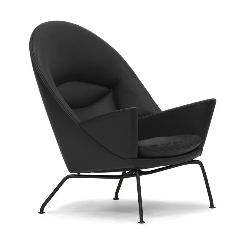 Carl Hansen CH468 Oculus Chair, černá ocel/černá kůže