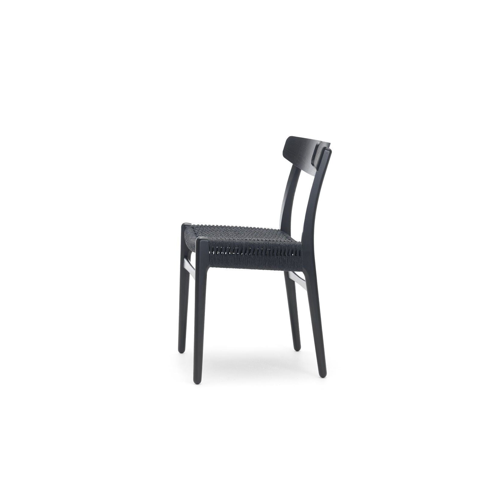 Židle Carl Hansen CH23, šňůra černého dubu/černého papíru