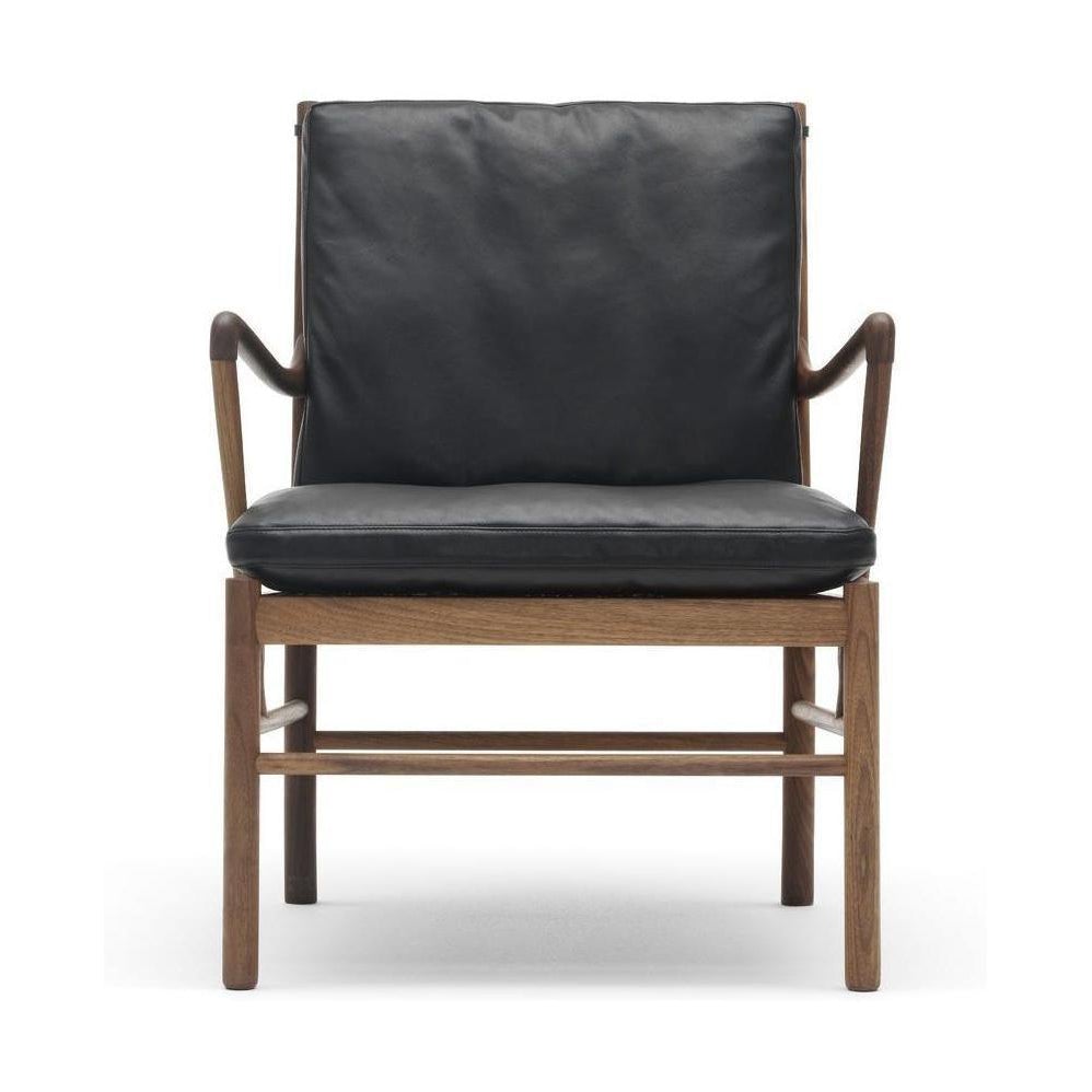 Carl Hansen OW149 koloniální židle, naolejovaná ořech/černá kůže