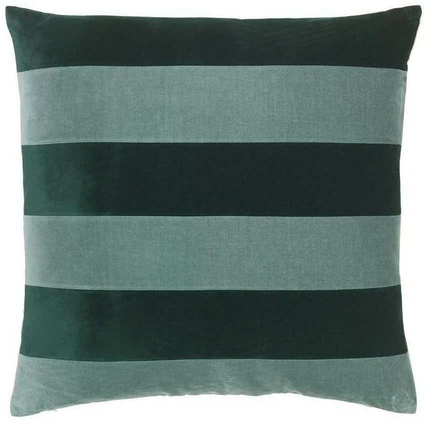 Christina Lundsteen Stripe Velvet Cushion 55 x55 cm, světle modrá/smaragdová