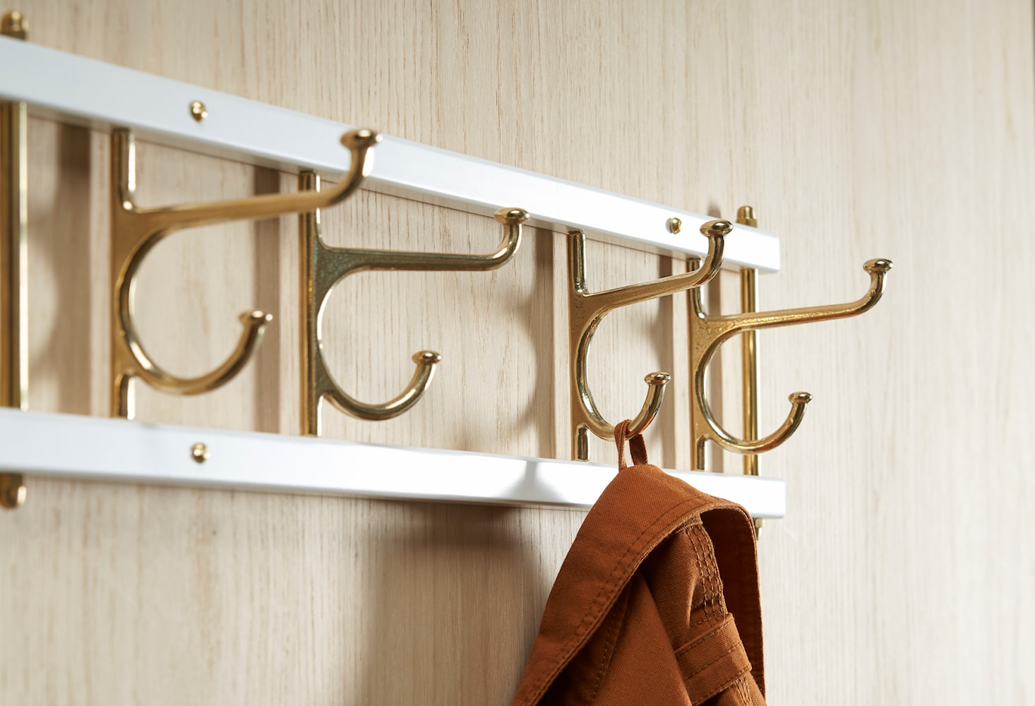 Essem Design Maxi 4 Decorative Hook Strip, White/Brass