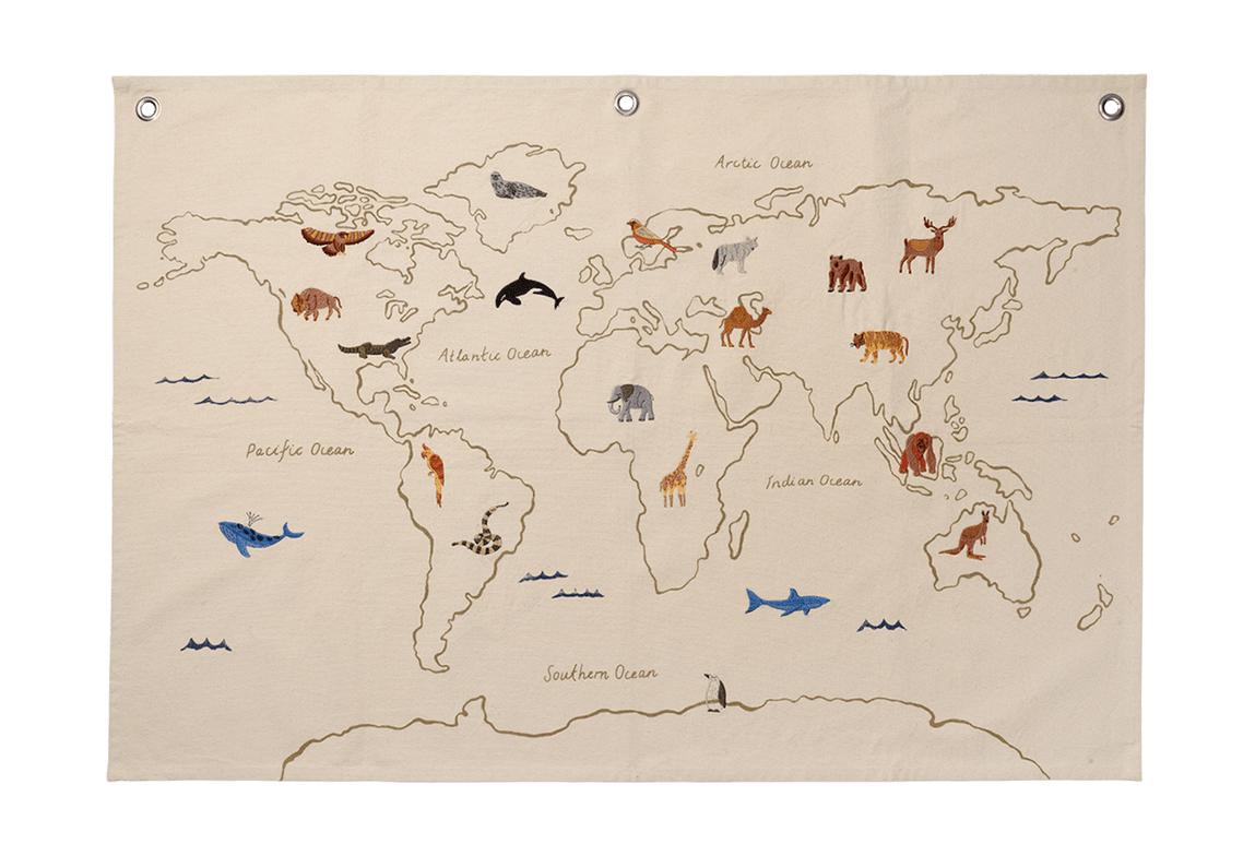 Ferm Living the World Textile Map Mapa World, off White