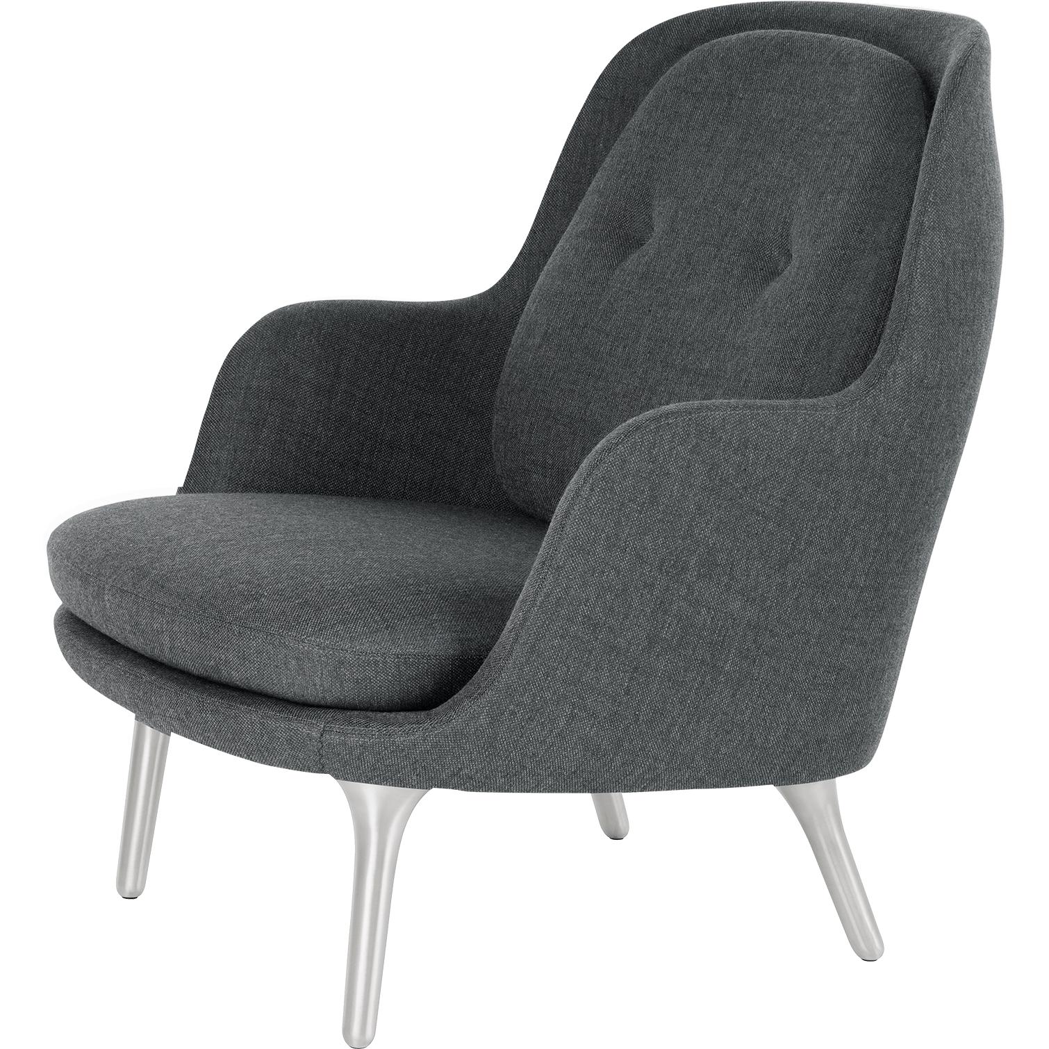 Fritz Hansen Pá Lounge Chair Hliník, Sunniva tmavě šedá