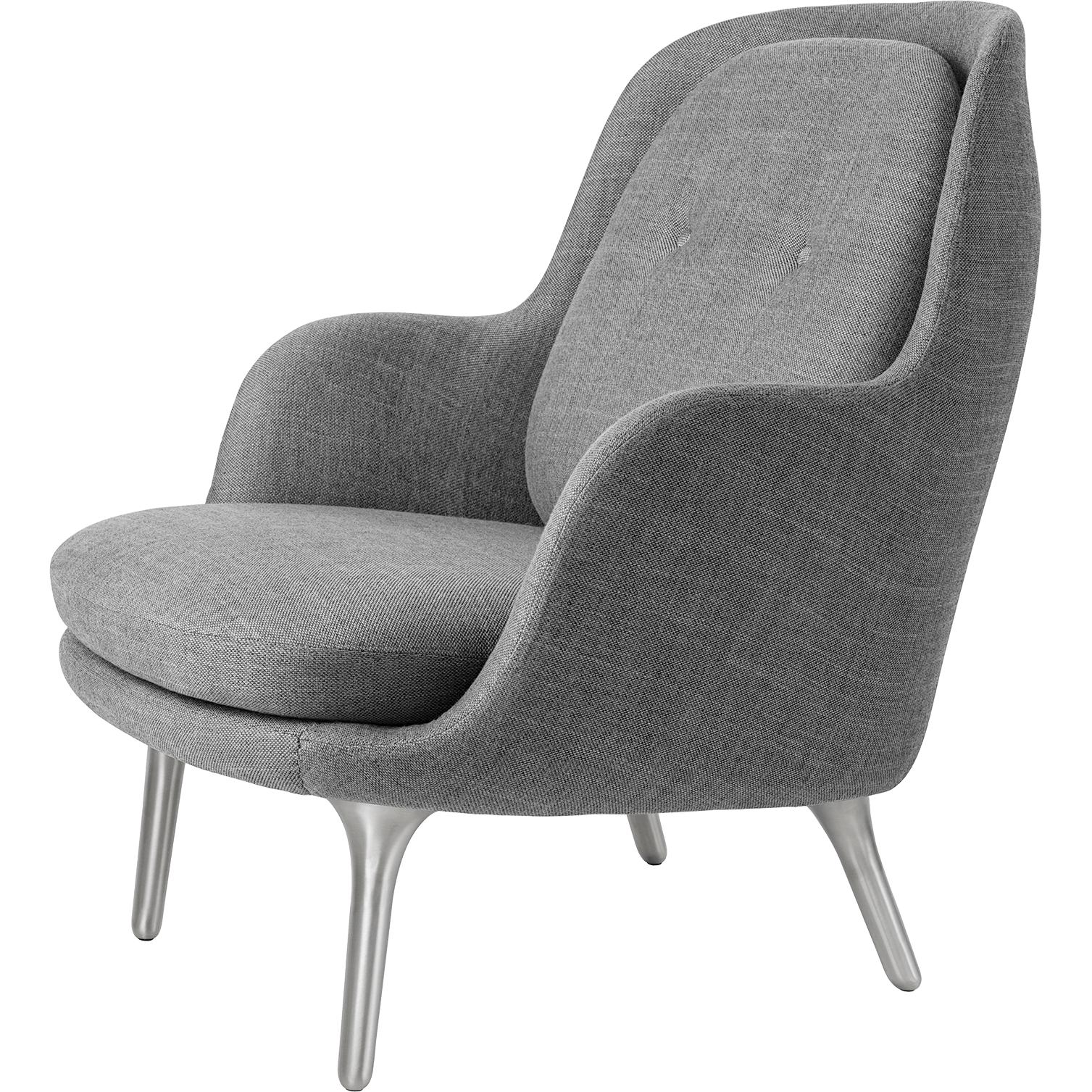 Fritz Hansen Pá Lounge Chair Hliník, Sunniva Grey