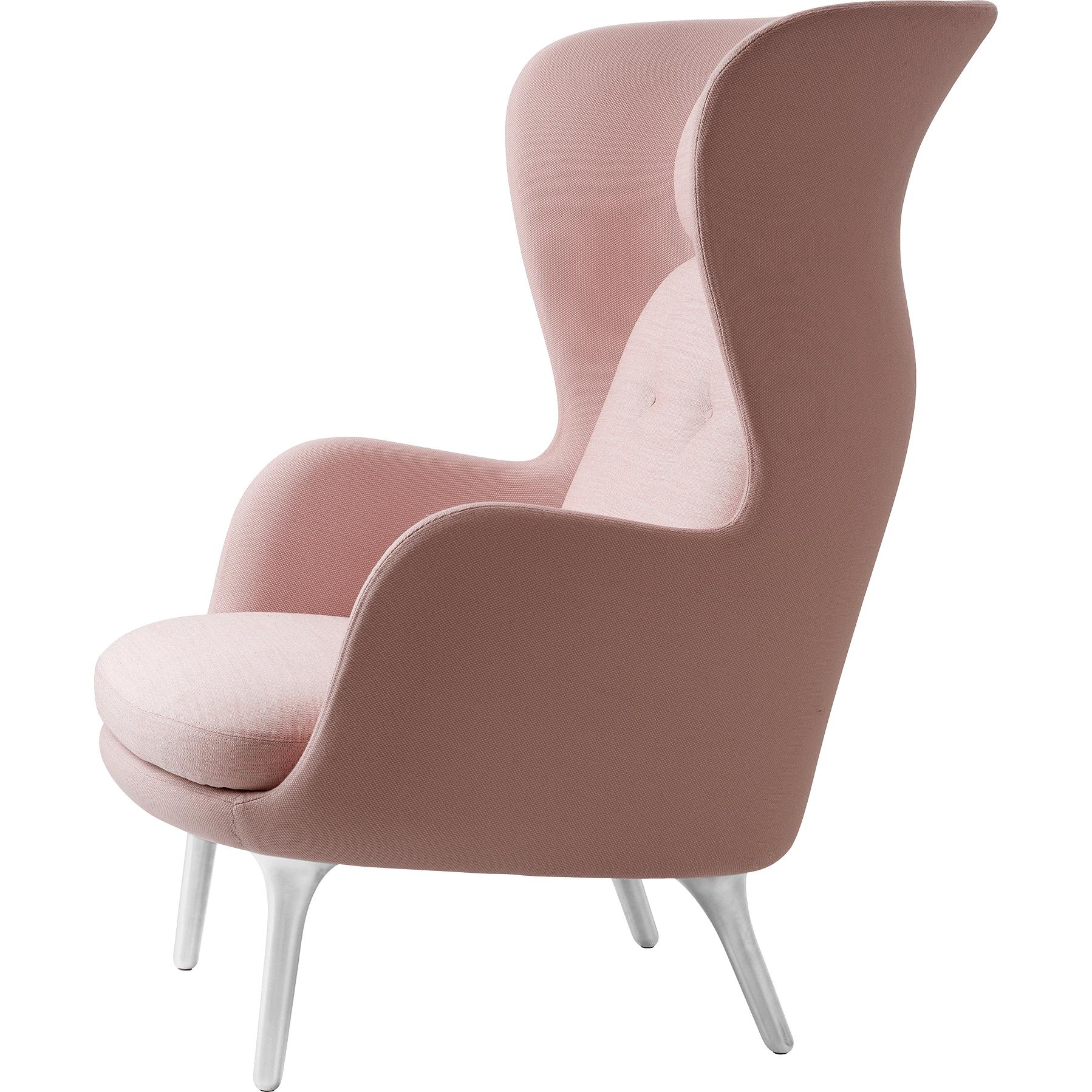 Fritz Hansen Ro Lounge Chair Two Tonus Aluminium, Steelcut Pink/ Panvas Pink