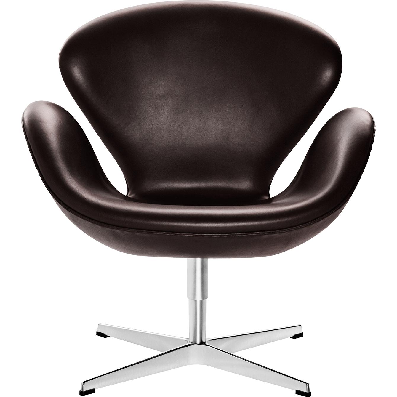 Fritz Hansen Svanen Lounge Chair Leather, elegance tmavě hnědá