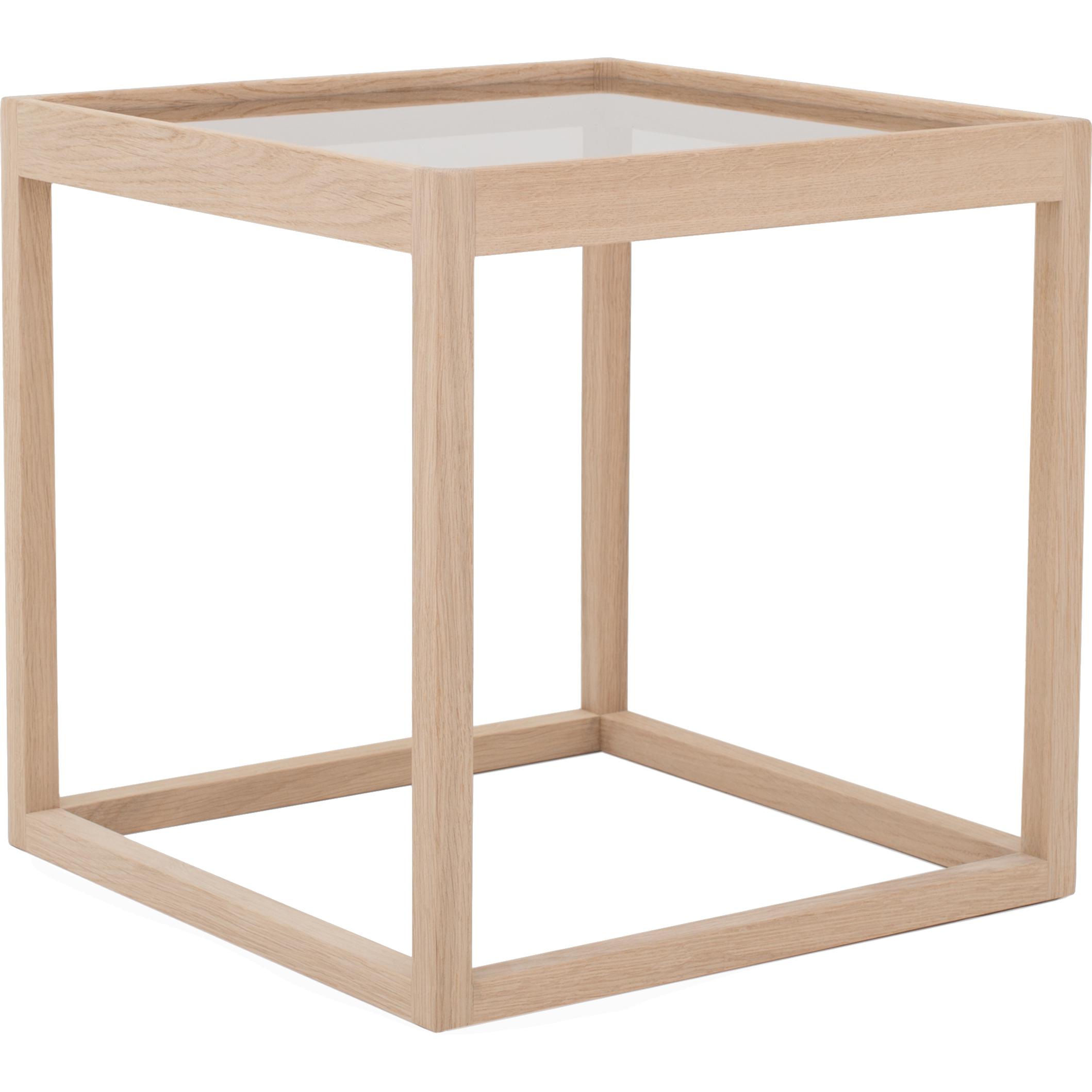 Klassik Studio Kø Cube Boční stůl dubové mýdlo, uzené sklo