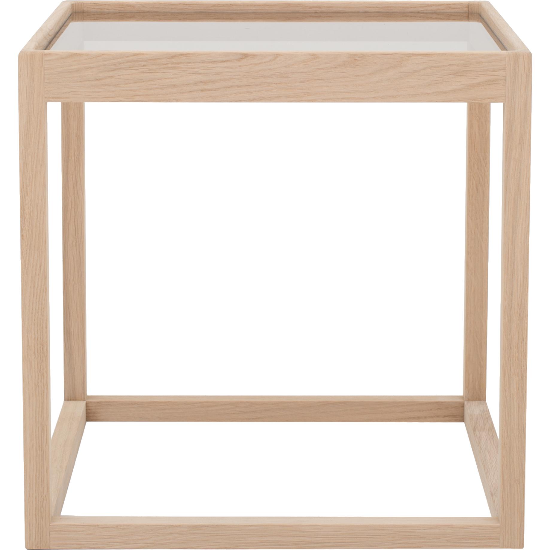 Klassik Studio Kø Cube Boční stůl dubové mýdlo, uzené sklo