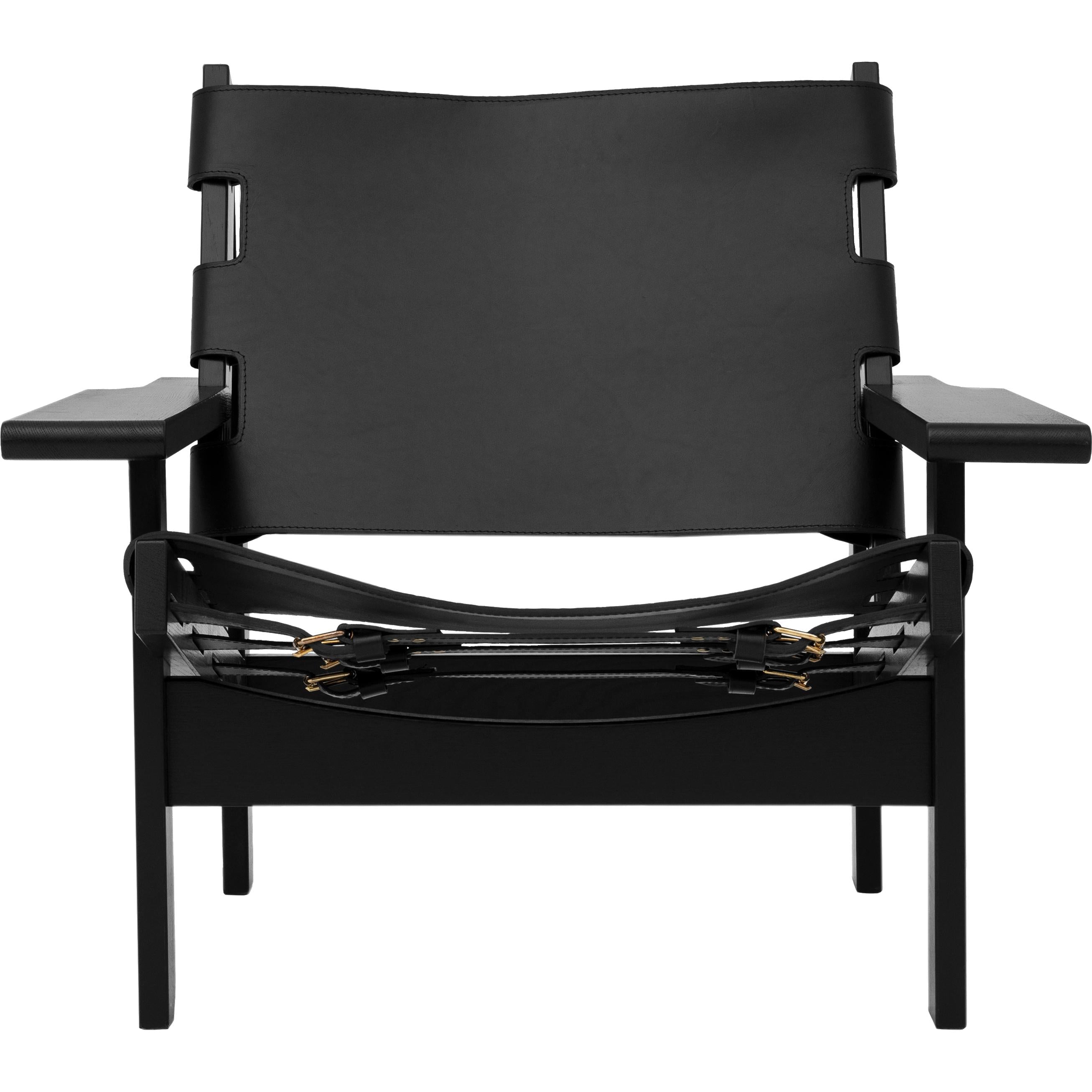 Klassik Studio Kø Hunting Chair Oak Black, černá kůže