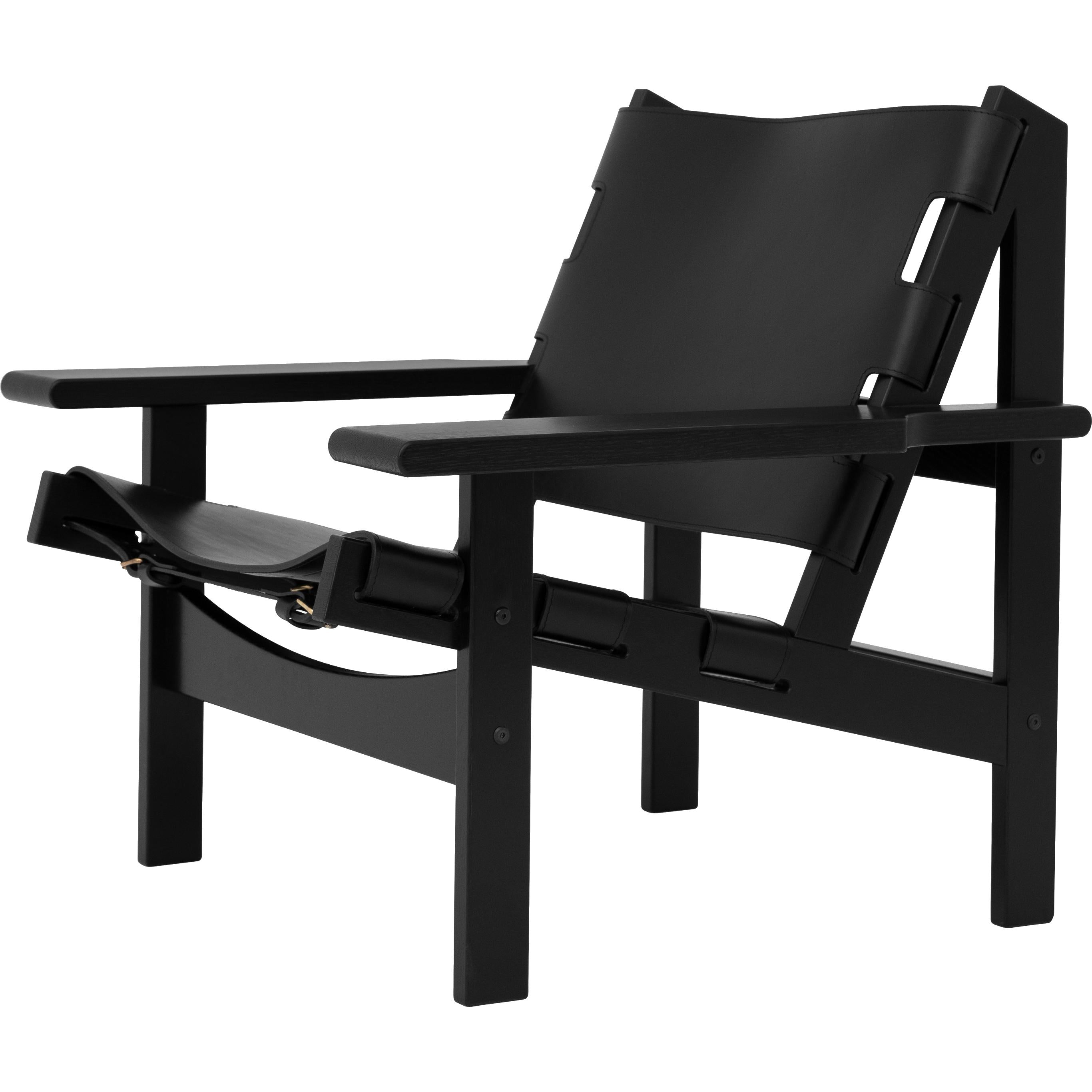 Klassik Studio Kø Hunting Chair Oak Black, černá kůže