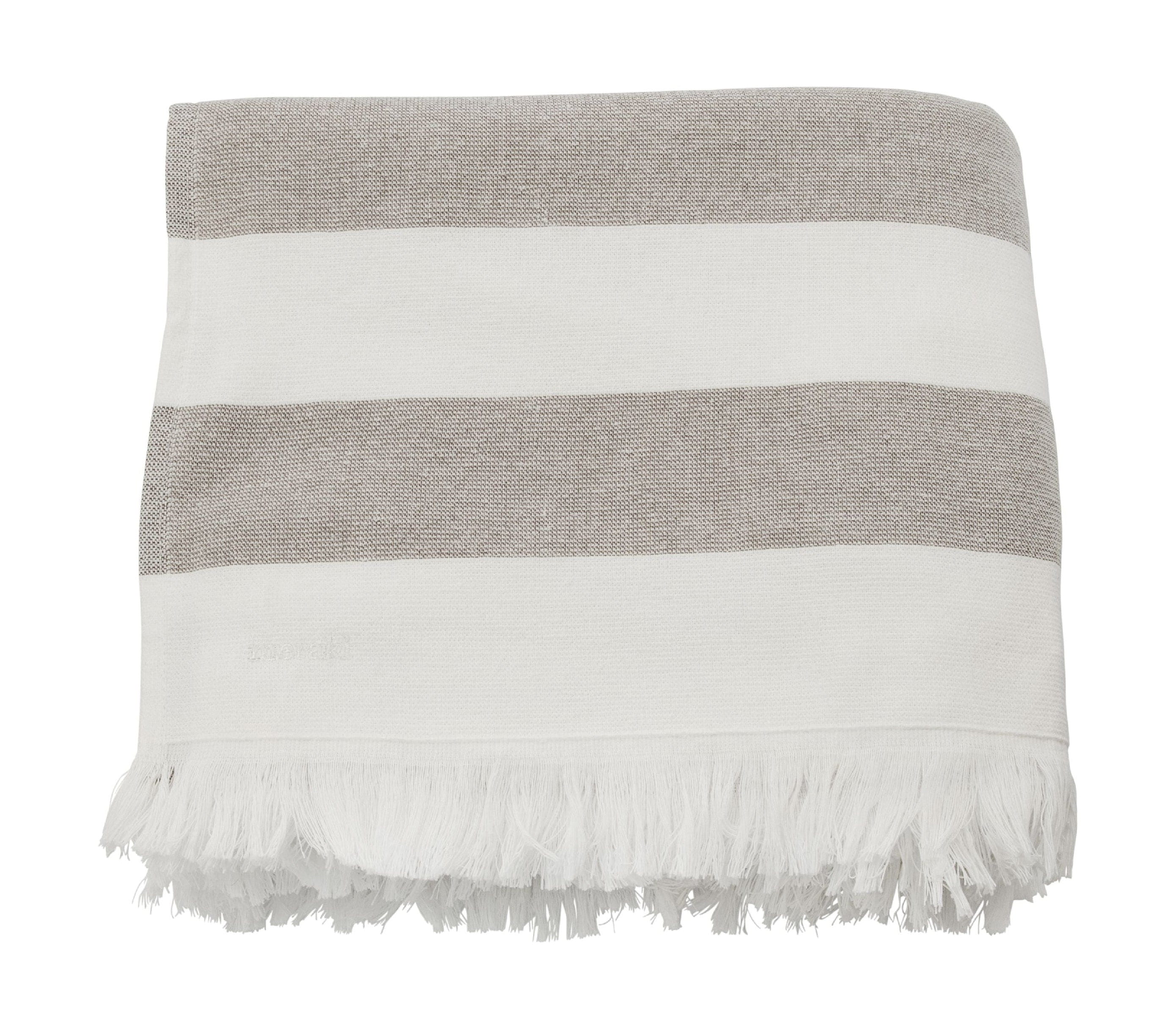 Meraki Barbarum ručník 100x180 cm, bílé a hnědé pruhy