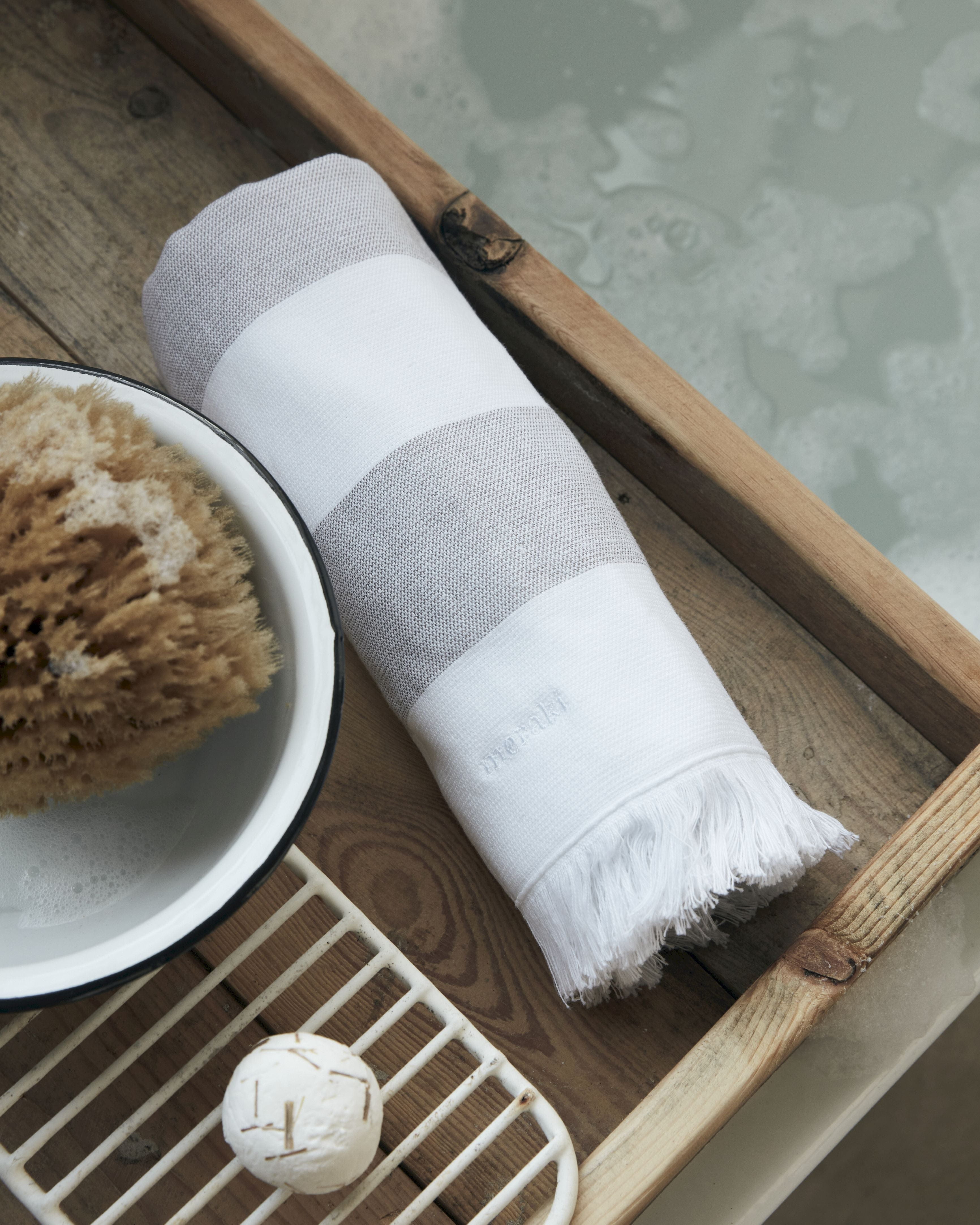 Sada ručníků Meraki Barbarum o 20x100 cm, bílé a hnědé pruhy