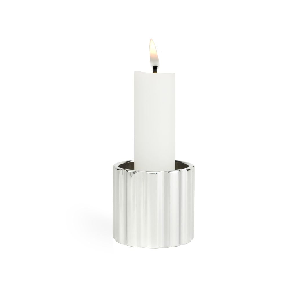 Novoform Design Dual Candlestick Low, lesklé stříbro