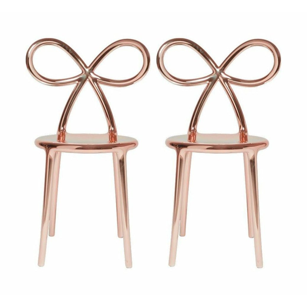 Qeeboo Ribbon Chair Metal Finish By Nika Zupanc Set Of 2, Pink Gold