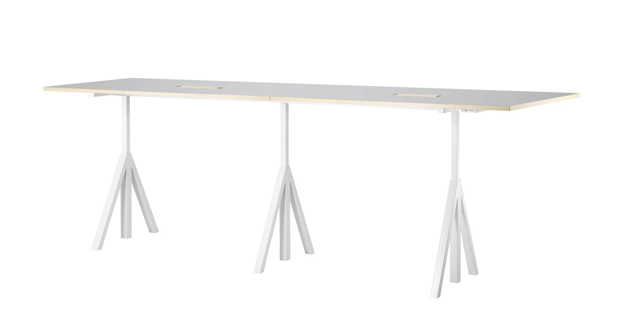 String nábytek Výška Nastavitelná konferenční tabulka 90x180 cm, světle šedá linoleum