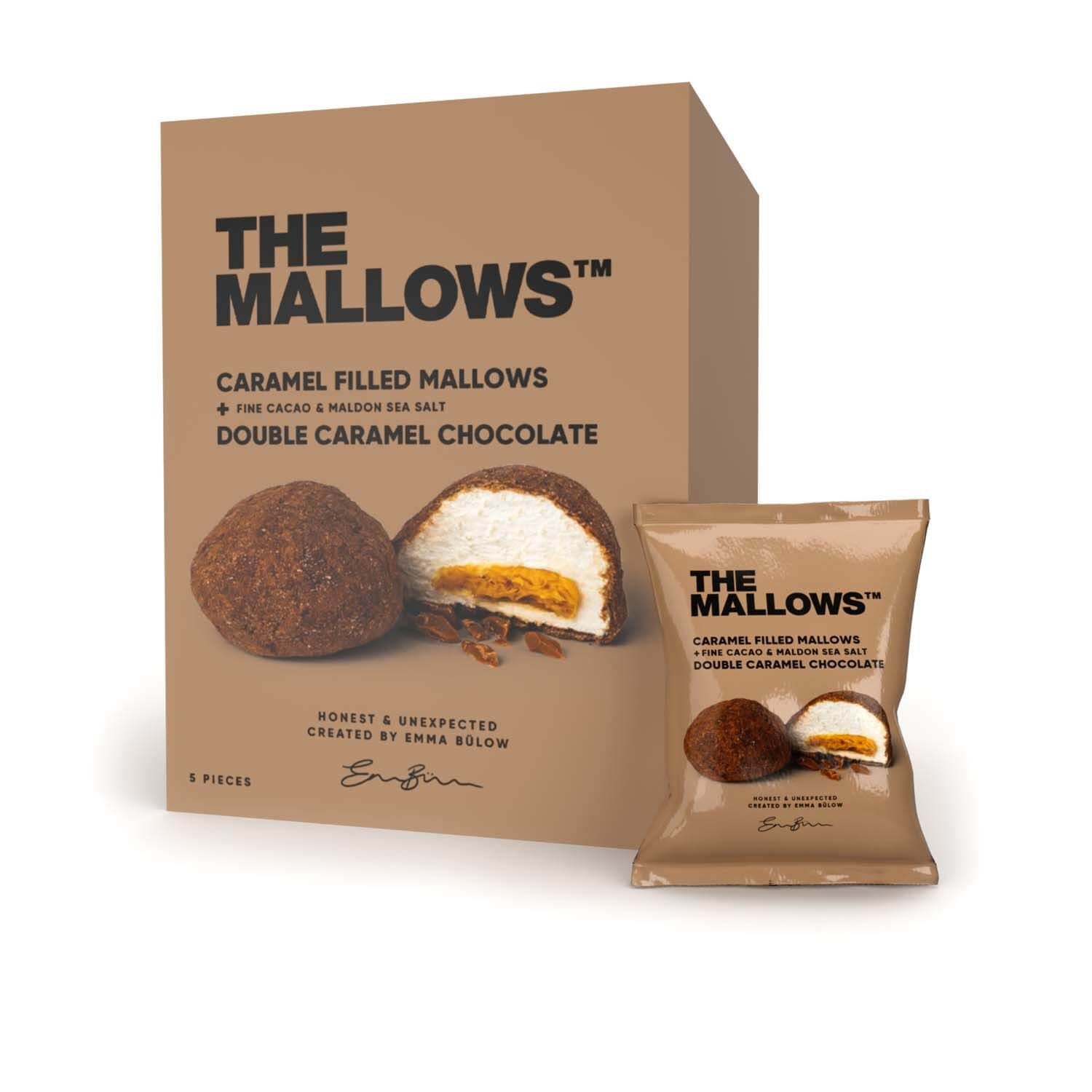 The Mallows Marshmallows s karamelovou náplní a čokoládovou karamelovou čokoládou, 90G
