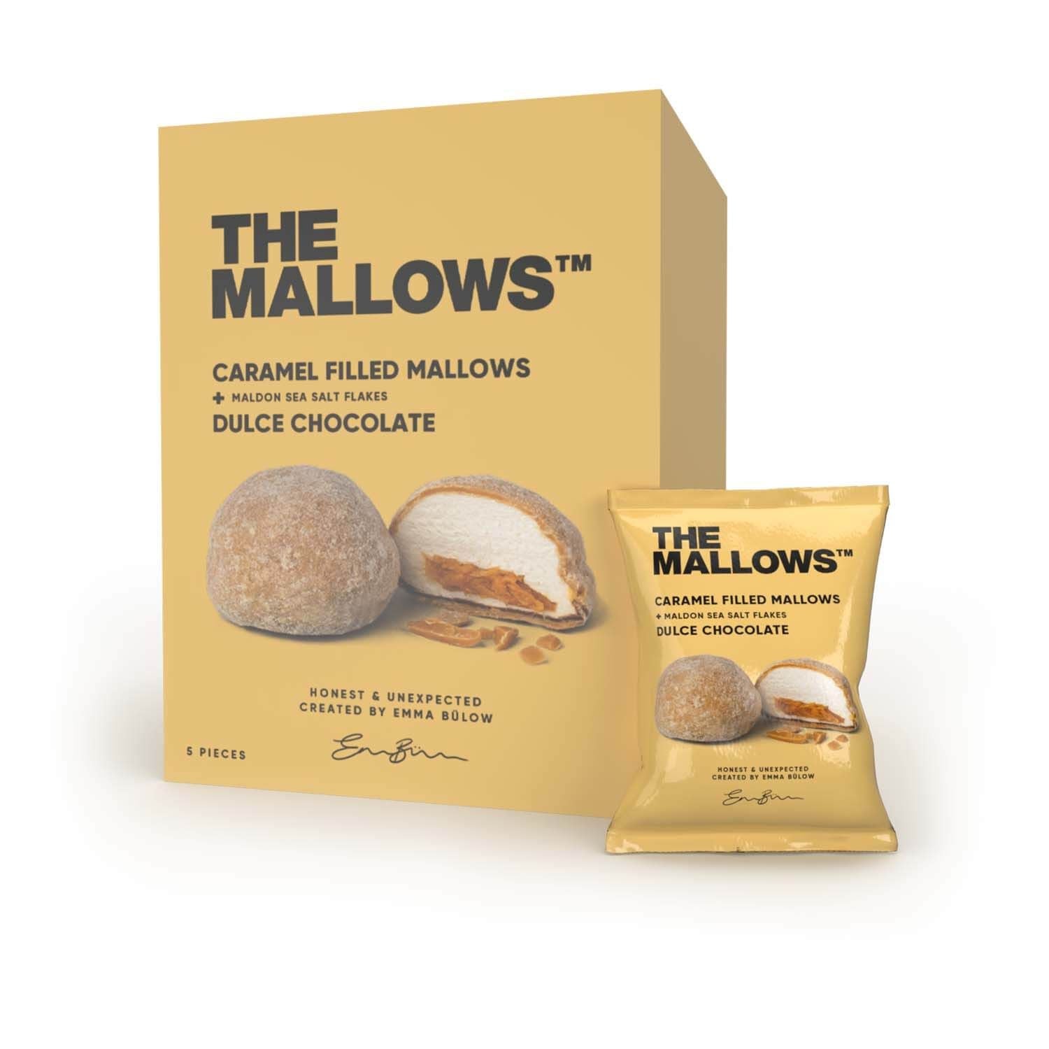 The Mallows Marshmallows s karamelovou náplní a čokoládovou čokoládou, 18G