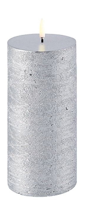 Uyuni Lighting LED PILLAR SNURL 3 D Flame Øx H 5,8x15,2 cm, kovové stříbro