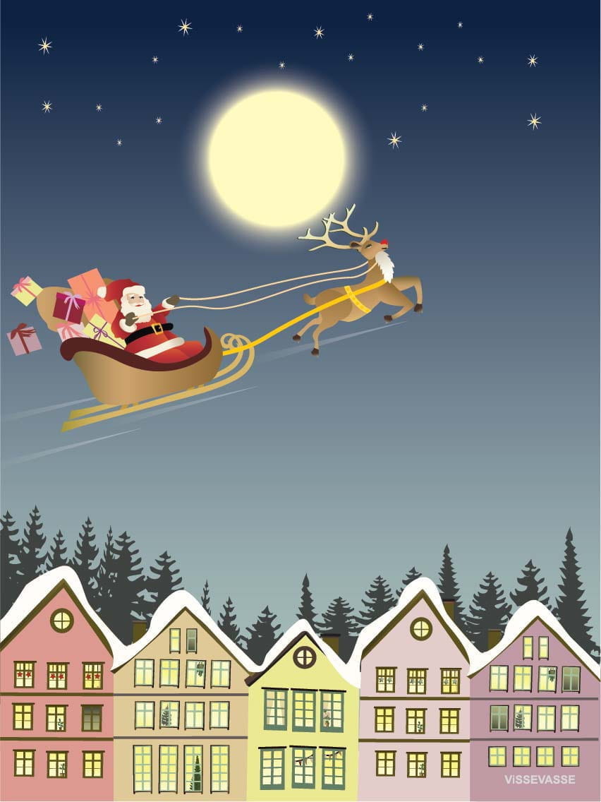 Vissevasse Santa & Rudolf plakát, 30x40 cm