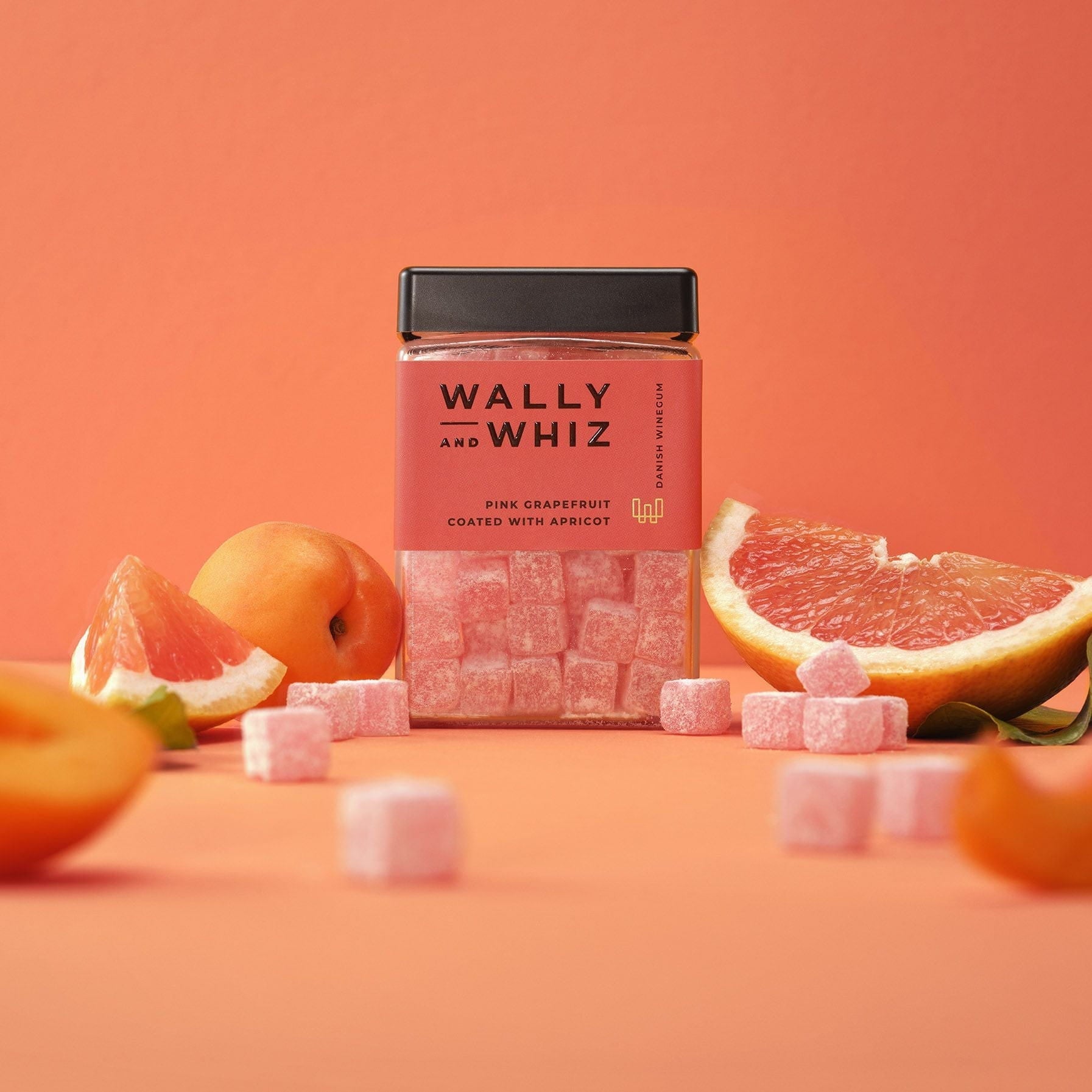 Wally a Whiz Wine Gum Cube, růžový grapefruit s meruňkami, 240G