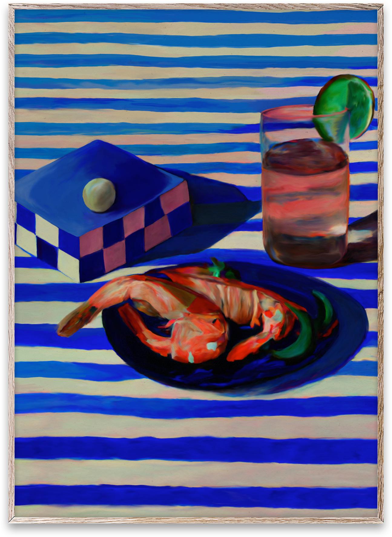 Paper Collective Shrimp & Stripes plakát, 70x100 cm