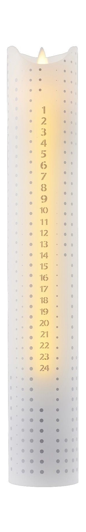 Svíčka kalendáře Sirius Sara Ø5x H29cm, stříbrné tečky