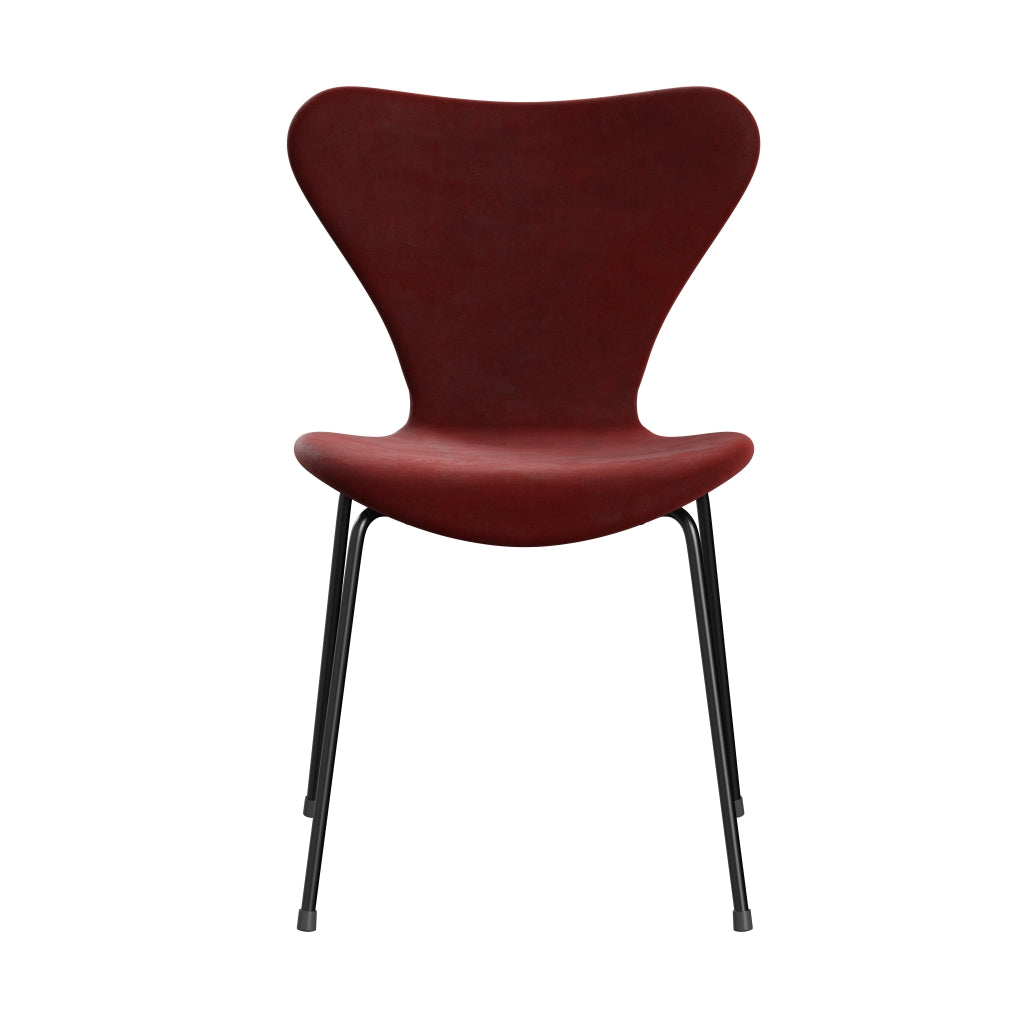 Fritz Hansen 3107 židle plné čalounění, černý/Belfast Velvet Autumn Red
