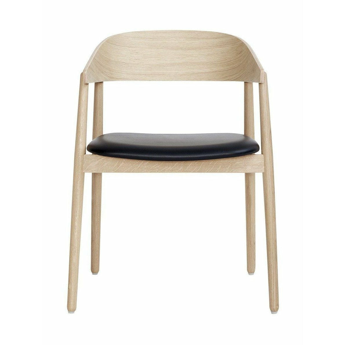Andersen Furniture AC2 židle dubová dubová bílá pigmentovaná lakovaná, černá kožená sedačka
