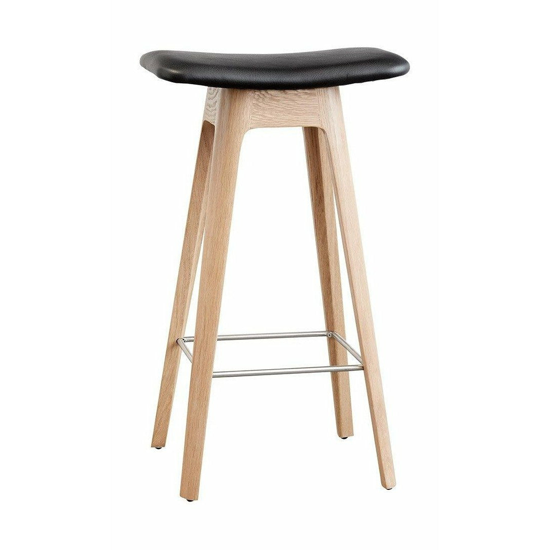 Andersen Furniture HC1 Bar Stool Oak, černá kožená sedačka, H 67 cm