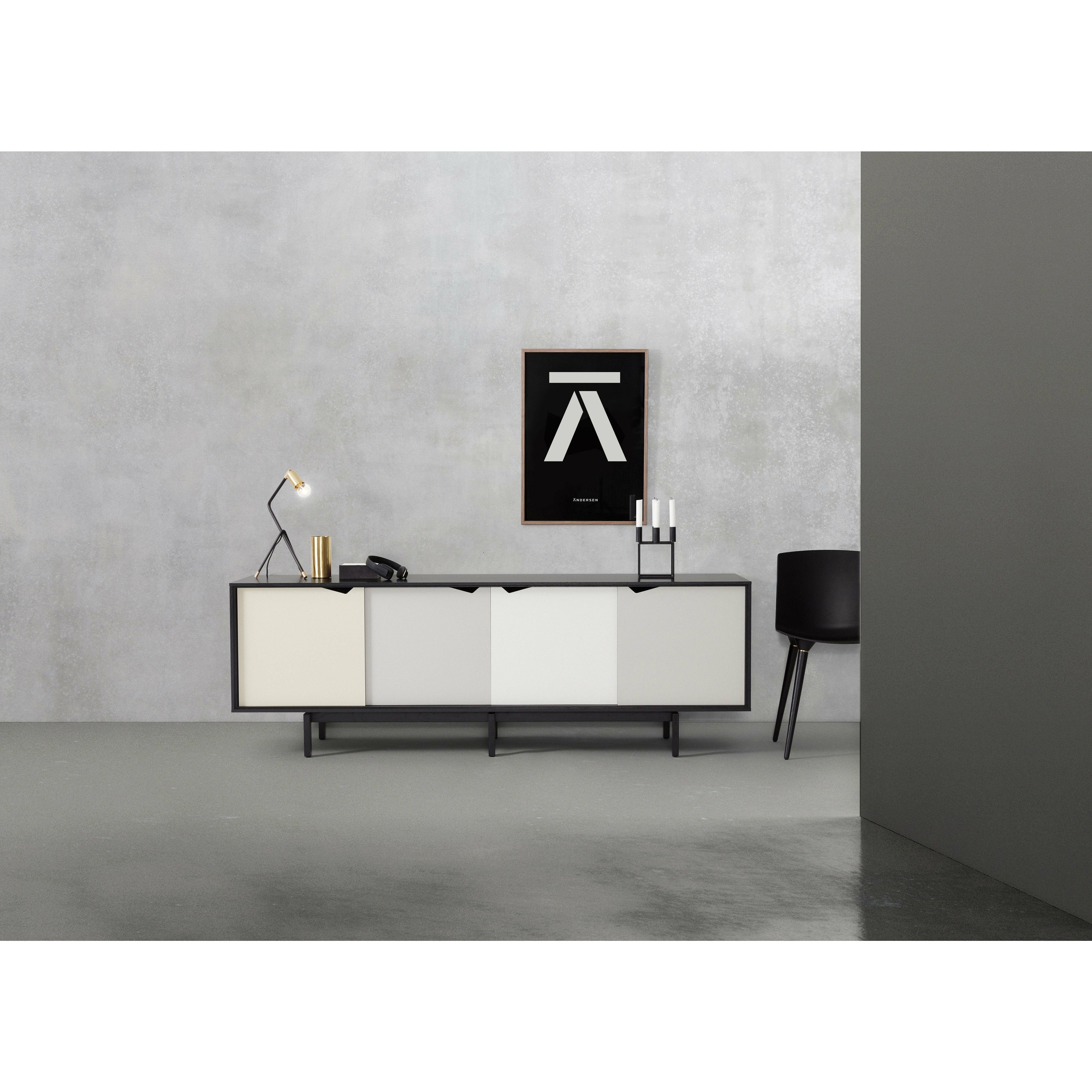 Andersen Furniture S1 příborník černé, vícebarevné zásuvky, 200 cm