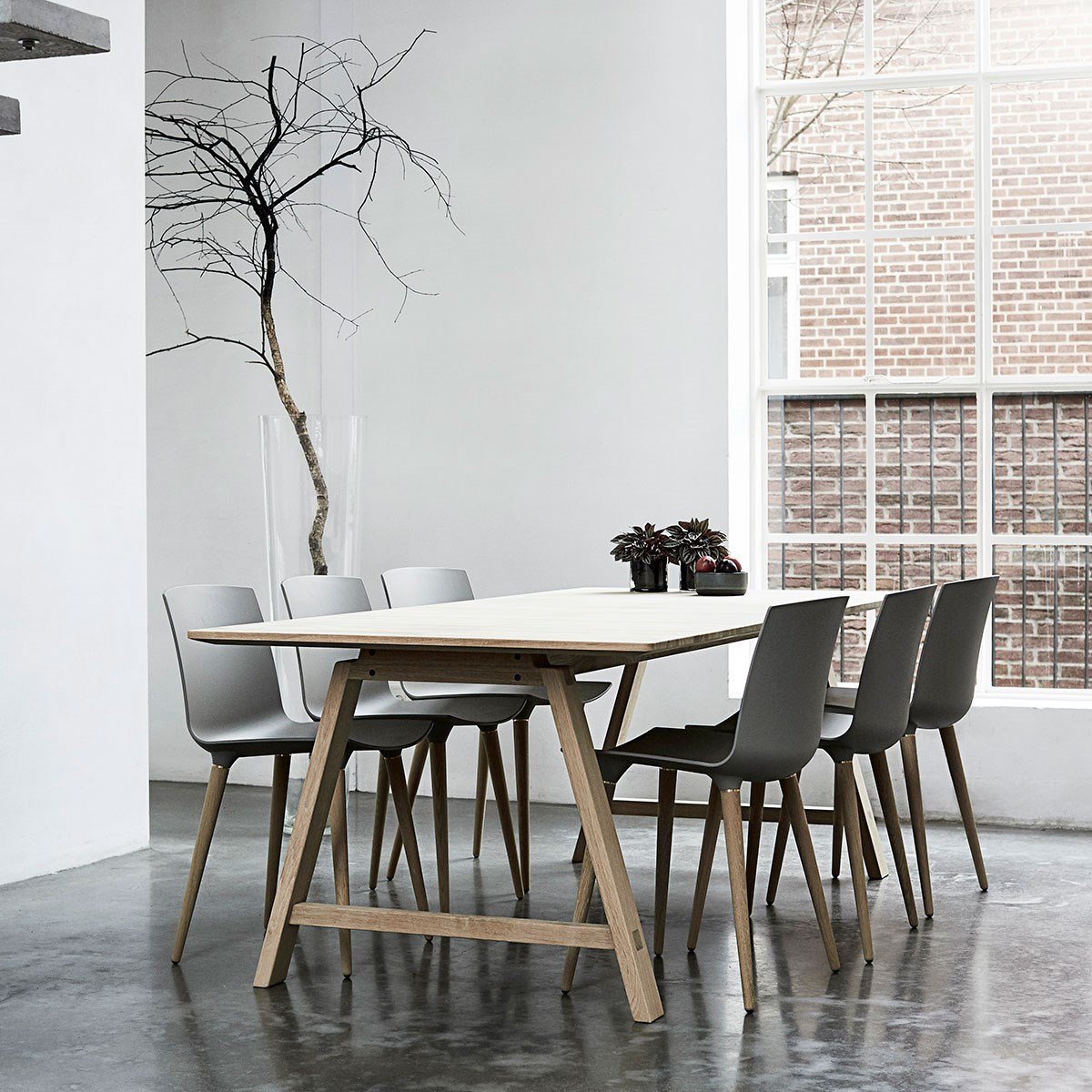 Andersen Furniture T1 Rozšiřitelný stůl, bílý laminát, mýdlový dub, 160 cm