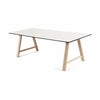 Andersen Furniture T1 Rozšiřitelný stůl, bílý laminát, mýdlový dub, 160 cm