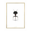 Brainchild Ant Classic Poster, Brass Colored Frame 30x40 Cm, White Background