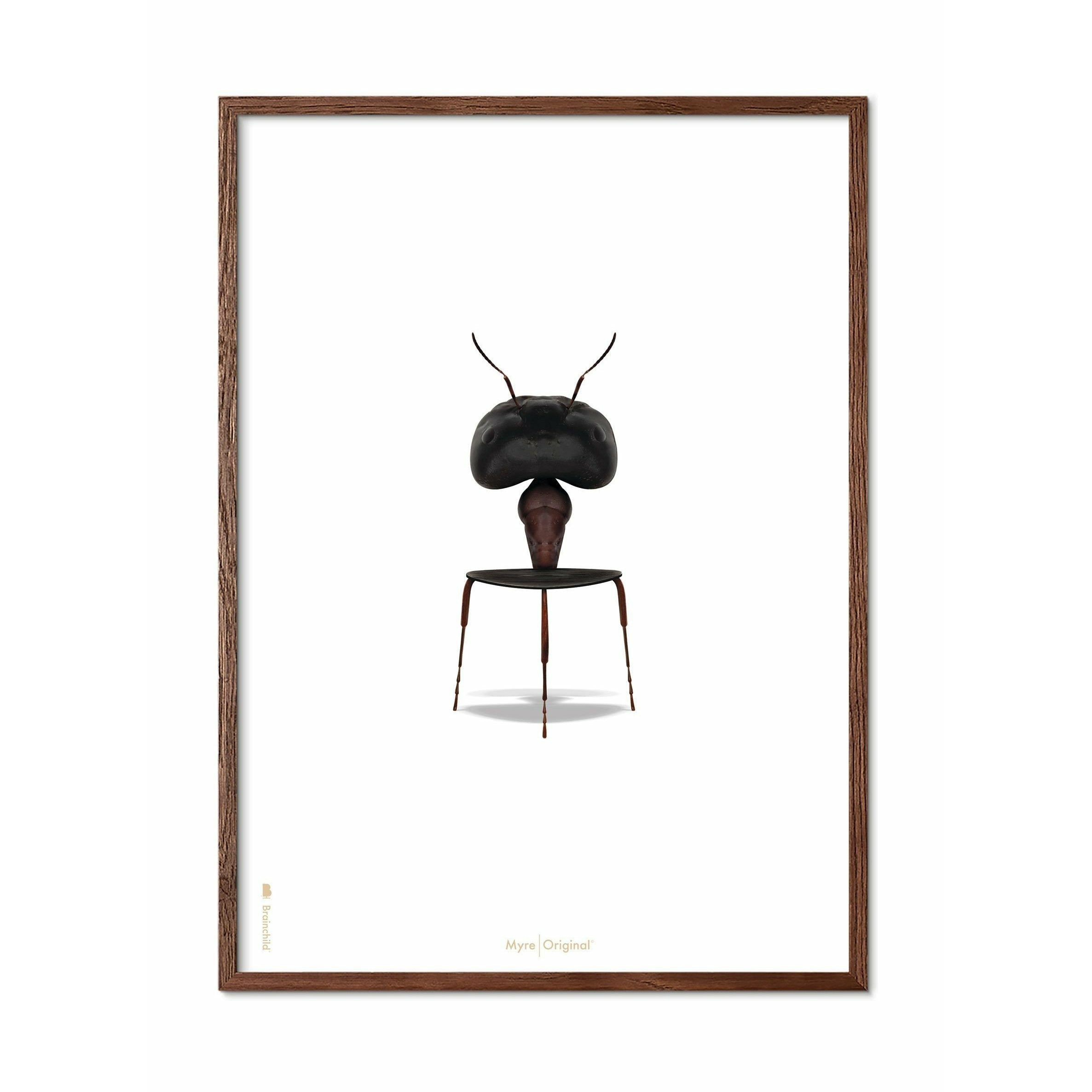 Klasický plakát Brainchild Ant, tmavý dřevěný rám A5, bílé pozadí